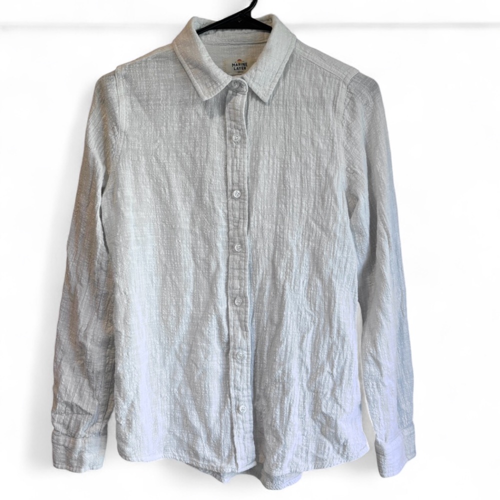 Marine Layer White Button-Down Long Sleeve Shirt